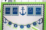 Banner Letters | Preppy Nautical Lime Green & Navy Blue | UPRINT | Schoolgirl Style