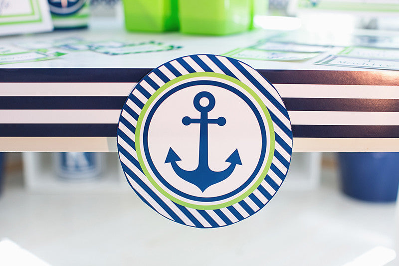 Preppy Nautical Lime Green & Navy Blue Table/Center Signs