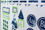 Preppy Nautical Lime Green & Navy Blue Word Wall