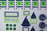 Multipurpose Labels | Preppy Nautical Lime Green and Navy Blue | UPRINT | Schoolgirl Style
