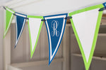 Pennant Preppy Nautical lime Green and Navy Blue by UPRINT
