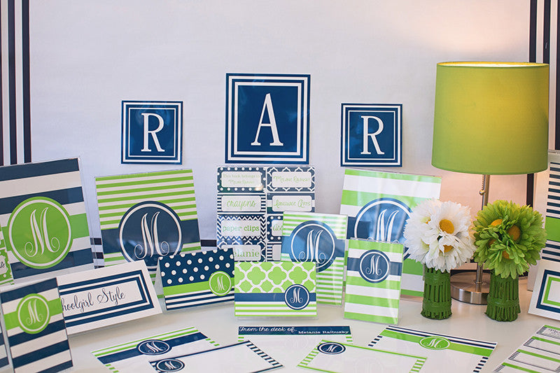 Preppy Nautical Lime Green &  Navy Blue - Full Collection