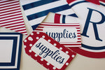 Luggage Tags Preppy Nautical Red and Navy Blue by UPRINT