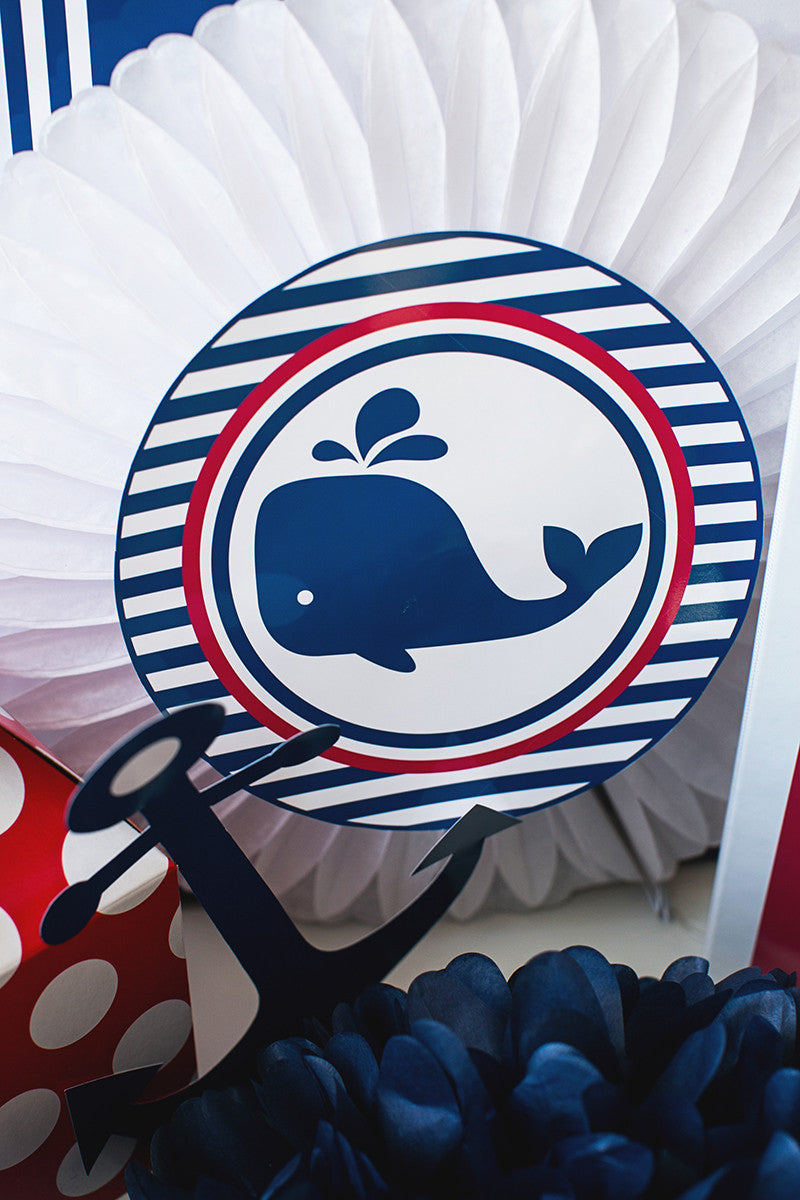Table Center Signs Prepppy Nautical Red and Navy Blue  by UPRINT