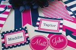 Multipurpose Labels | Preppy Nautical Hot Pink and Navy Blue | UPRINT | Schoolgirl Style