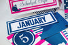 Banner Numbers | Preppy Nautical Hot Pink and Navy Blue | UPRINT | Schoolgirl Style