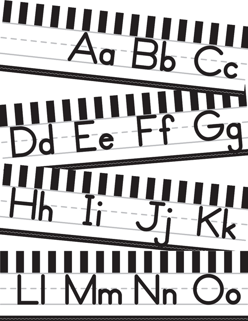 Black and White Manuscript Alphabet Line Just Teach by UPRINT
