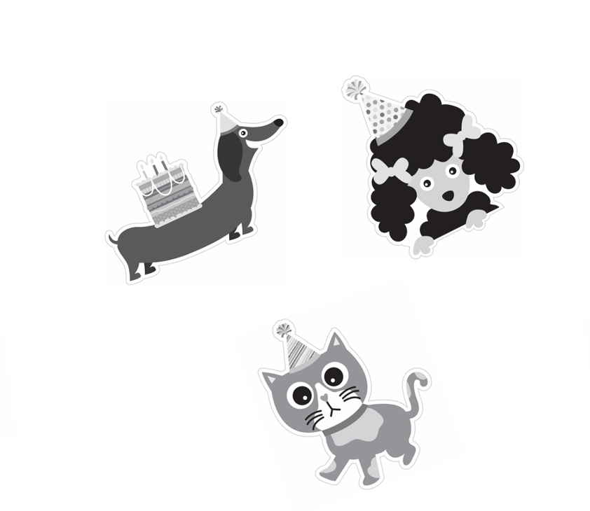 Party Animal Cut Out Just Teach Black and White by UPRINT