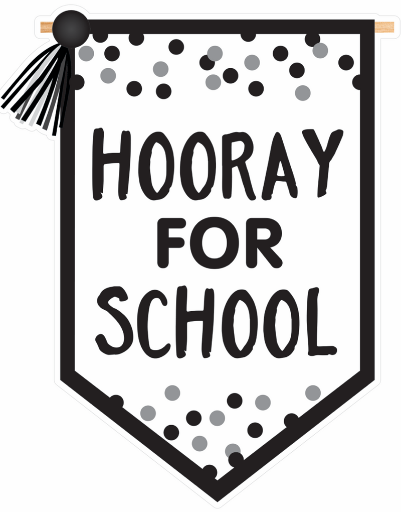 Black and White Hooray for School Banner by UPRINT