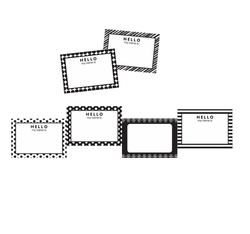 Black and White Name Tags Just Teach by UPRINT