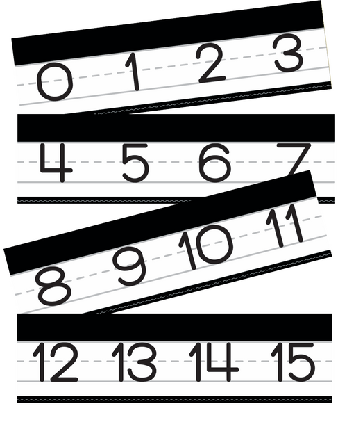 Black and White Manuscript Number Line 0-120 by UPRINT