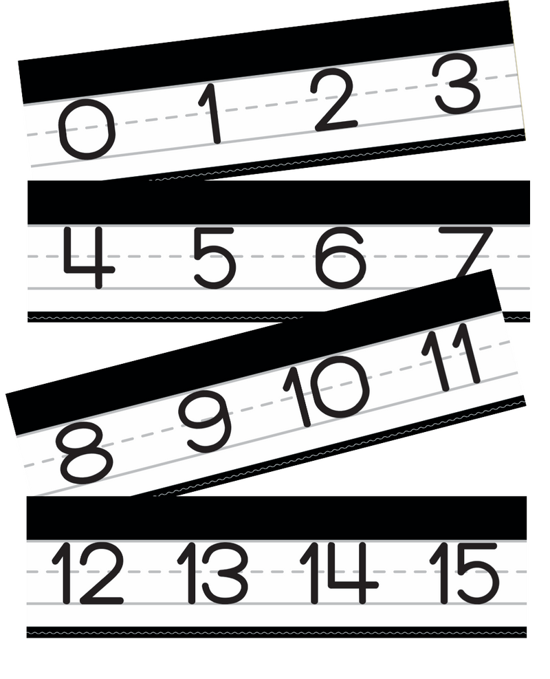 Schoolgirl Style - Just Teach Black and White Manuscript Number Line 0-120 {U PRINT}