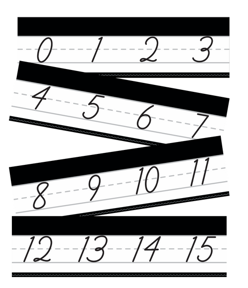 Cursive Number Line 0 - 120 Just Teach Black and White by UPRINT