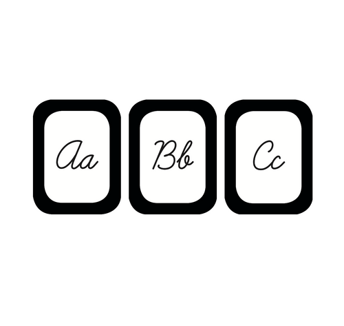 Cursive Alphabet Cards Black White and Stylish Brights by UPRINT