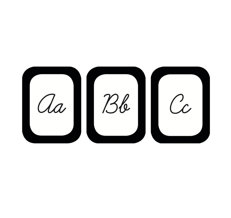 Cursive Alphabet Cards | Black, White and Stylish Brights | UPRINT | Schoolgirl Style