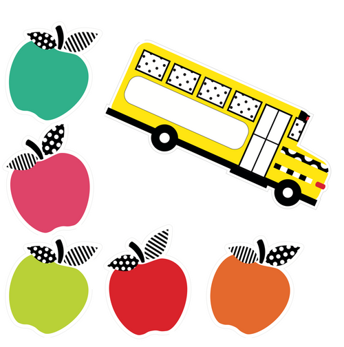 Bus and Apples Cut Out Black White and Stylish Brights by UPRINT