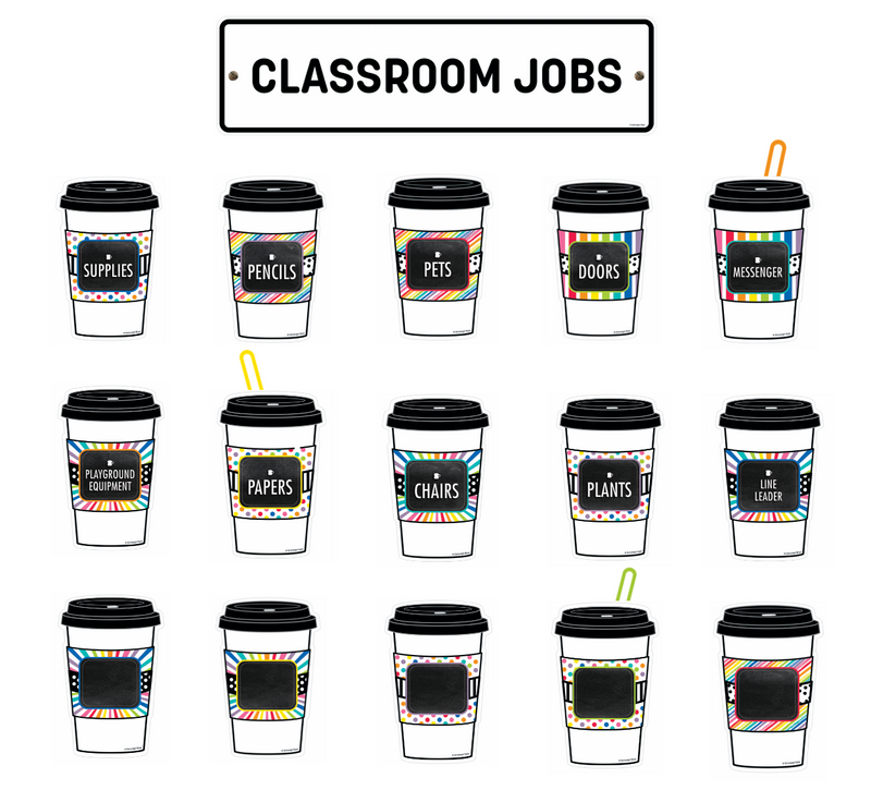 Classroom Jobs Mini Bulletin Board Set  | Bright and Brewtiful | UPRINT | Schoolgirl Style