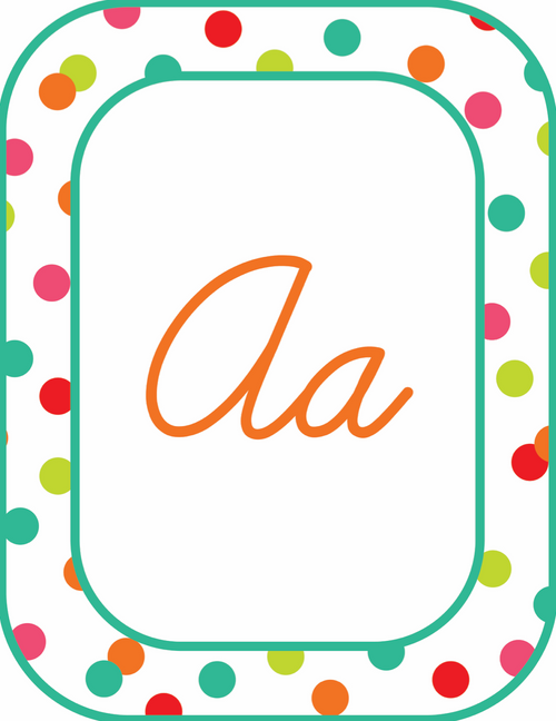 Cursive Alphabet Cards | Black, White and Stylish Brights Confetti  | UPRINT | Schoolgirl Style