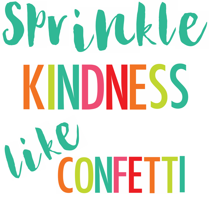 "Sprinkle Kindness like Confetti" Inspirational Classroom Decor Black White and Stylish Brights Confetti by UPRINT