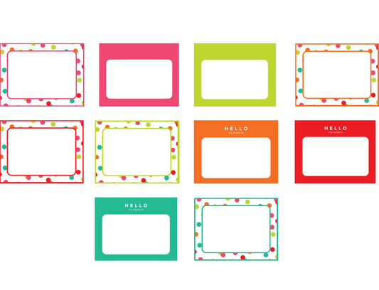 Rectangle Name Tag Black White and Stylish Brights Confetti by UPRINT