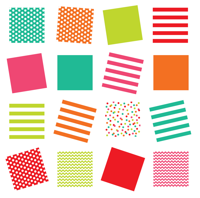 Coordinating Papers Black White and Stylish Brights Confetti by UPRINT