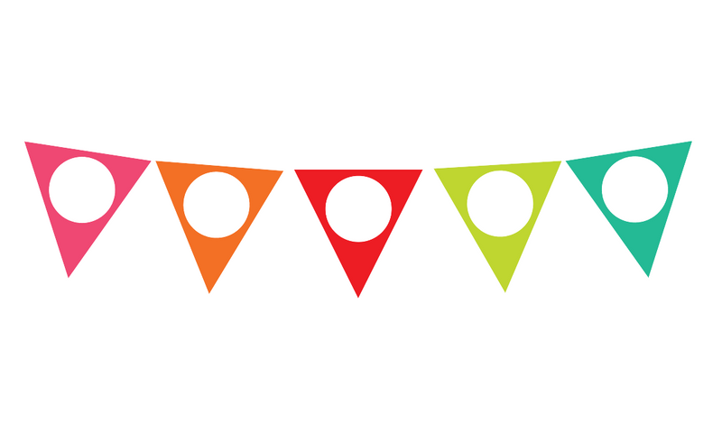 Editable Pennant Banner Black White and Stylish Brights Confetti by UPRINT