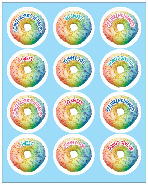 Industrial Cafe Rainbow Donuts Shape Stickers by Schoolgirl Style