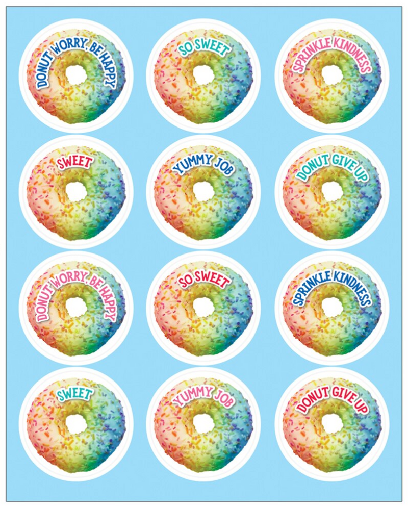 Industrial Cafe Rainbow Donuts Shape Stickers by CDE