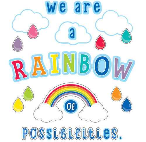 Hello Sunshine We Are A Rainbow of Possibilities Bulletin Board Set by Schoolgirl Style