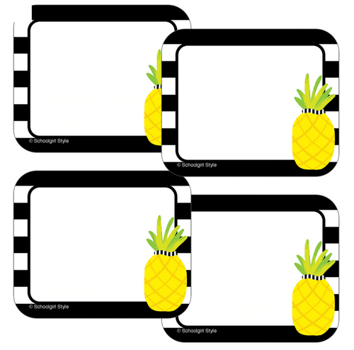 Simply Stylish Tropical Pineapple Stripe Name Tags by CDE