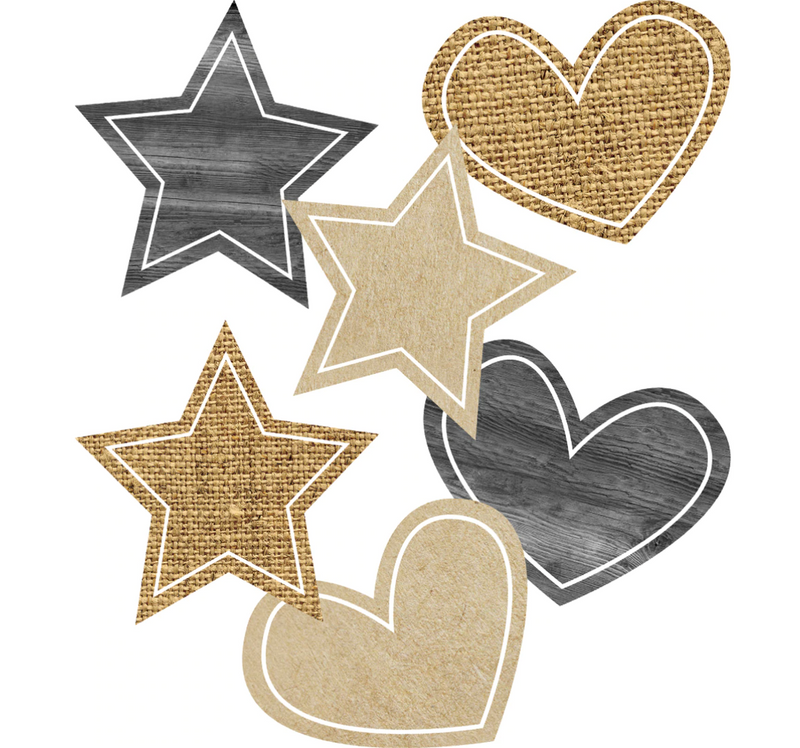 Burlap Stars and Hearts Cutouts by Schoolgirl Style