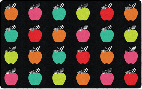 Colorful Apples on Black Sit Spot Rug Seating Classroom Rugs by Flagship