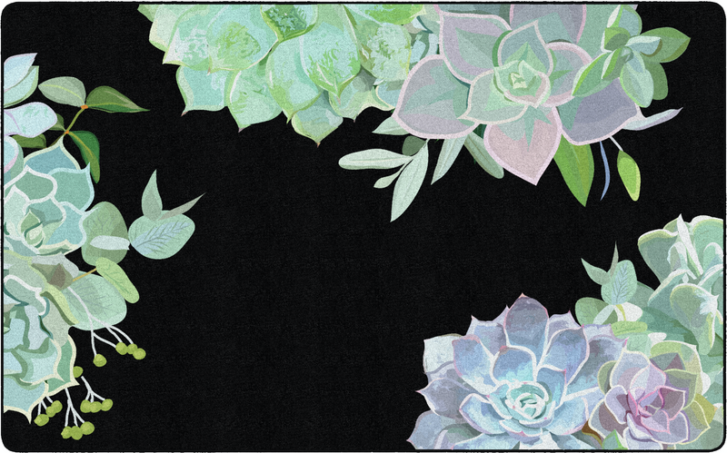 Succulents on Black Classroom Rug by Flagships