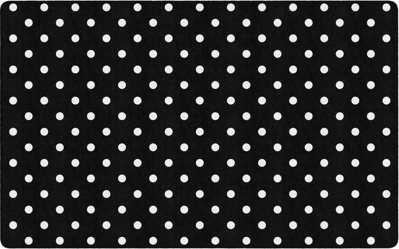 Small White Polka Dots on Black Classroom Rug by Flagships