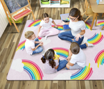 Schoolgirl Style - Hello Sunshine Whimsical Rainbow Pink Area Rug