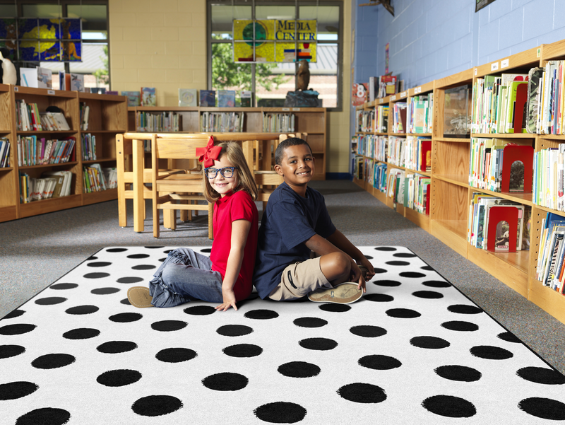 Painted Black Dots On White | Classroom Rug | Schoolgirl Style
