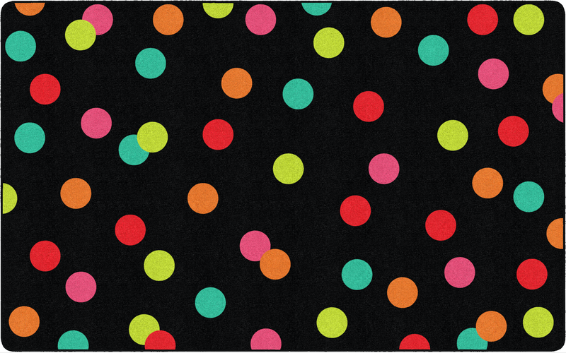 Polka Dots on Black Classroom Rug by Flagship