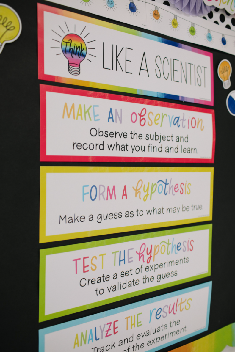Think Like a Scientist | Classroom Mini Bulletin Board Set | Light Bulb Moments | Schoolgirl Style