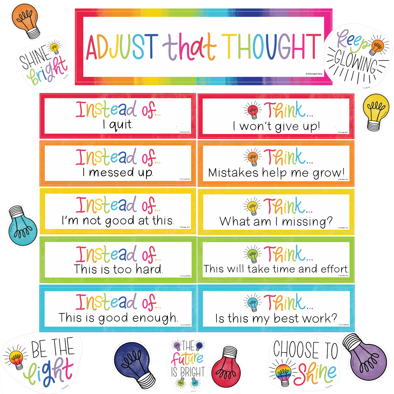 Light Bulb Moments Reading Is Thinking Mini Bulletin Board Set