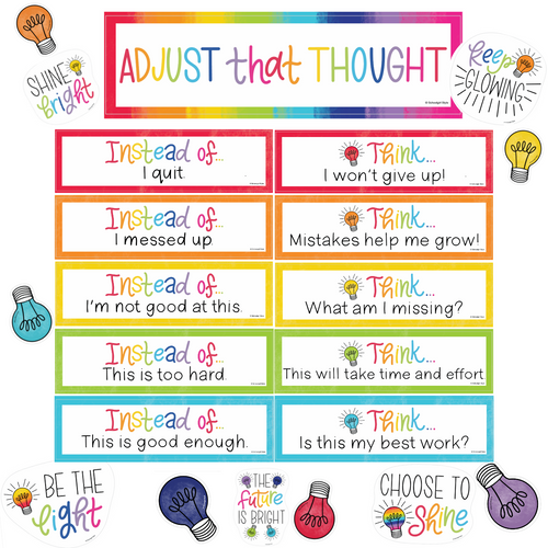 Light Bulb Moments "Adjust that Thought" Mini Bulletin Board Set by UPRINT