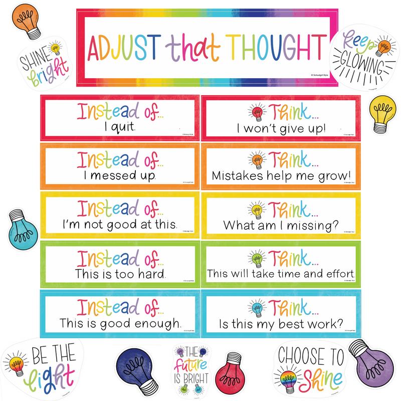 Schoolgirl Style - Light Bulb Moments "Adjust that Thought" Mini Bulletin Board Set {UPRINT}