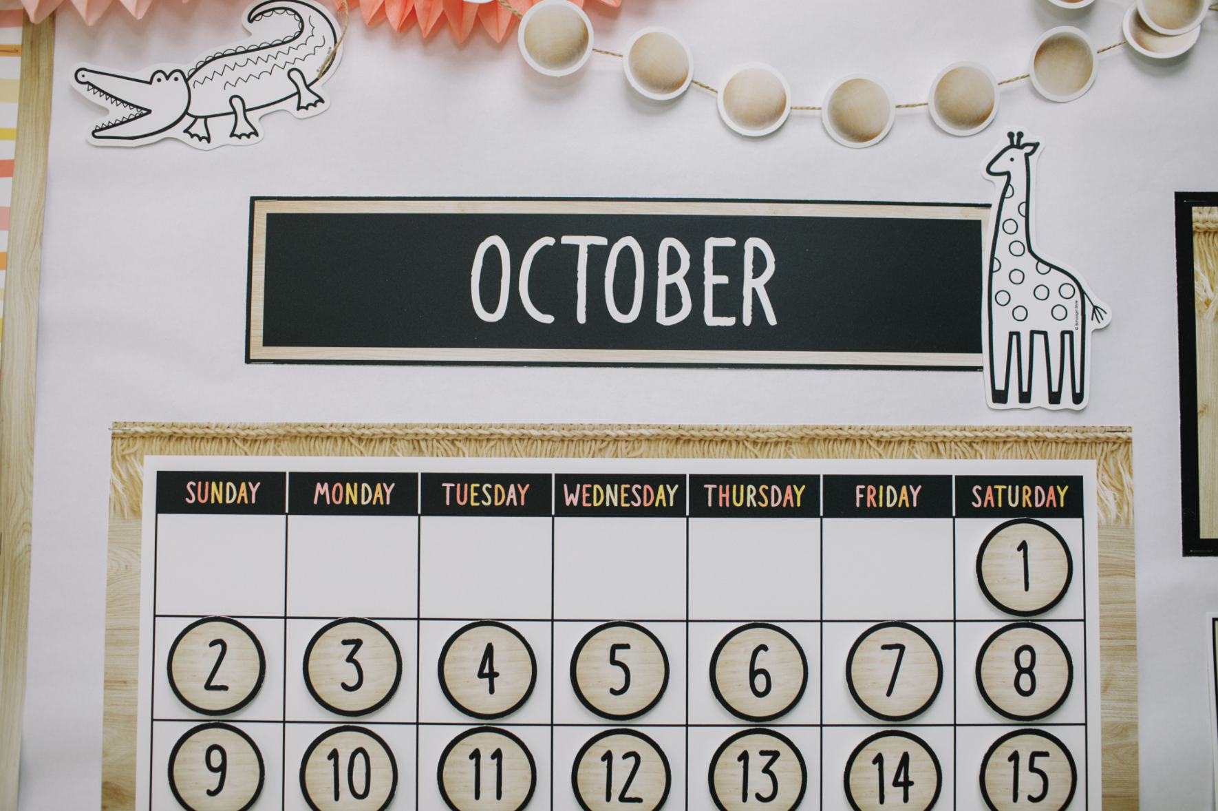 Calendar Bulletin Board Set | Neutral | Simply Safari | UPRINT | Schoolgirl Style