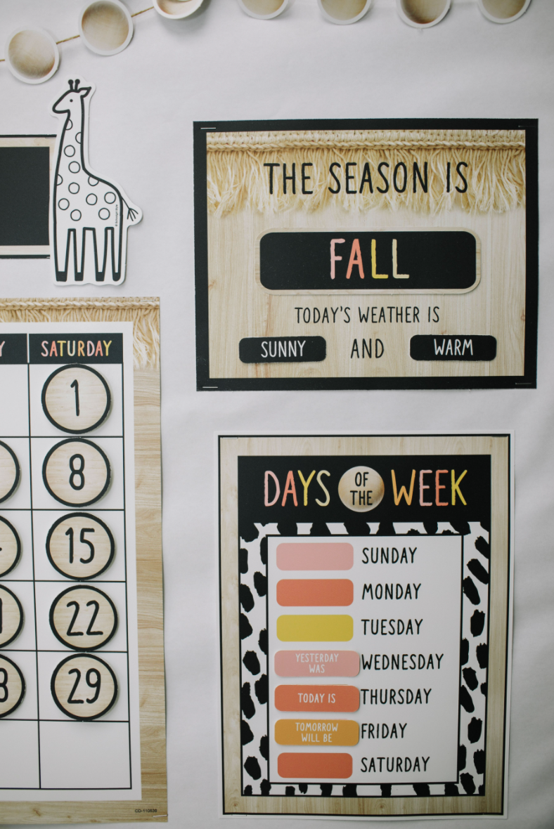 Calendar Bulletin Board Set | Neutral | Simply Safari | UPRINT | Schoolgirl Style