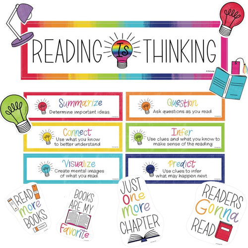 Light Bulb Moments "Reading is Thinking" Mini Bulletin Board Set by UPRINT