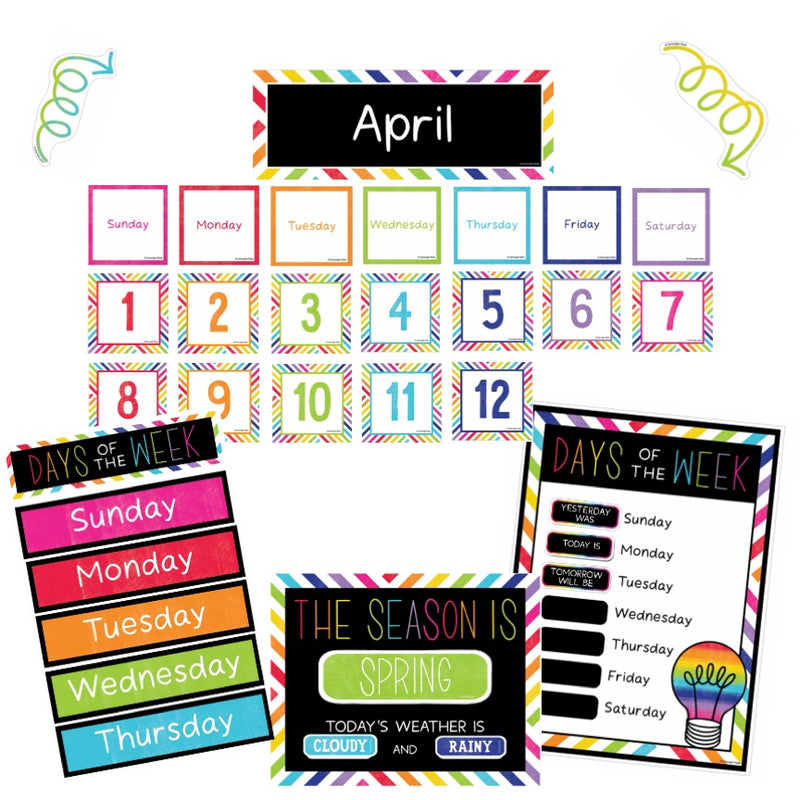 Pocket Chart Calendar | Rainbow Classroom Decor | Light Bulb Moments | UPRINT | Schoolgirl Style