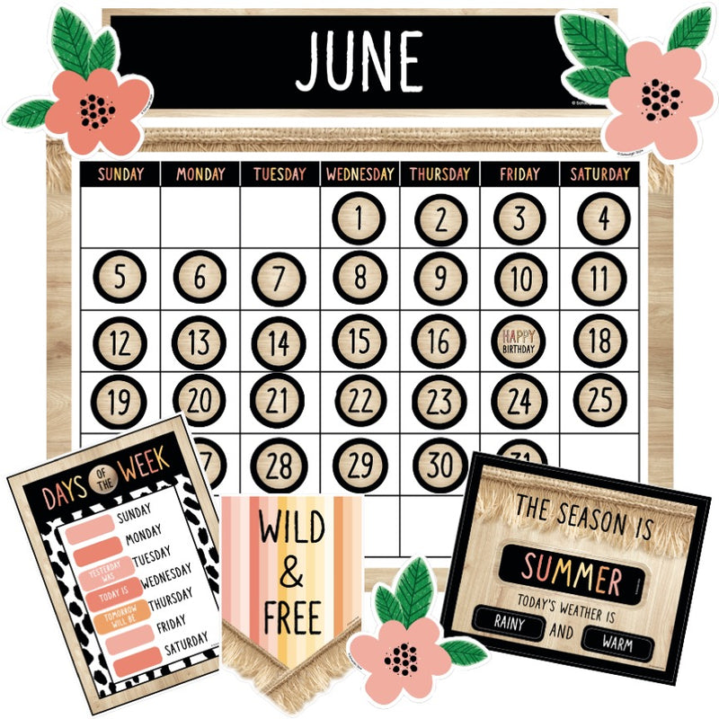 Simply Safari Calendar Bulletin Board Set by CDE