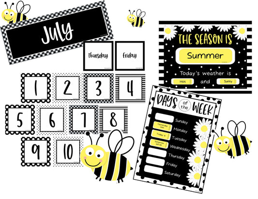 Printable Calendar Bulletin Board Set Busy Bees 