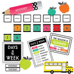 Schoolgirl Style - Black, White & Stylish Brights Calendar Bulletin Board Set