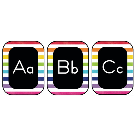 Striped Alphabet Cards | Rainbow Classroom Decor |  Light Bulb Moments  | UPRINT | Schoolgirl Style