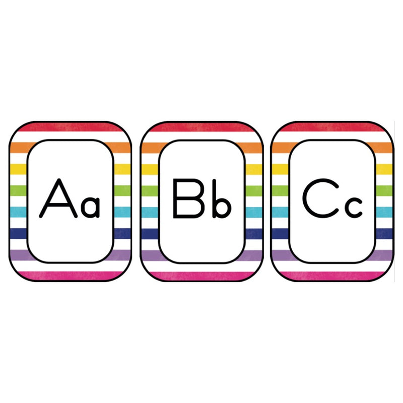 Striped Alphabet Cards Rainbow Classroom Decor Light Bulb Moments by UPRINT